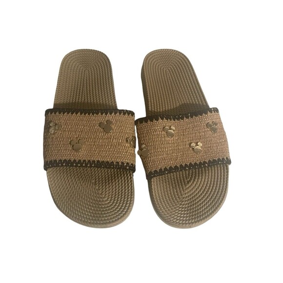 DISNEY NWT Sandals Womans SZ  10 Black/Natural Slides  MICKEY MOUSE - Picture 1 of 12